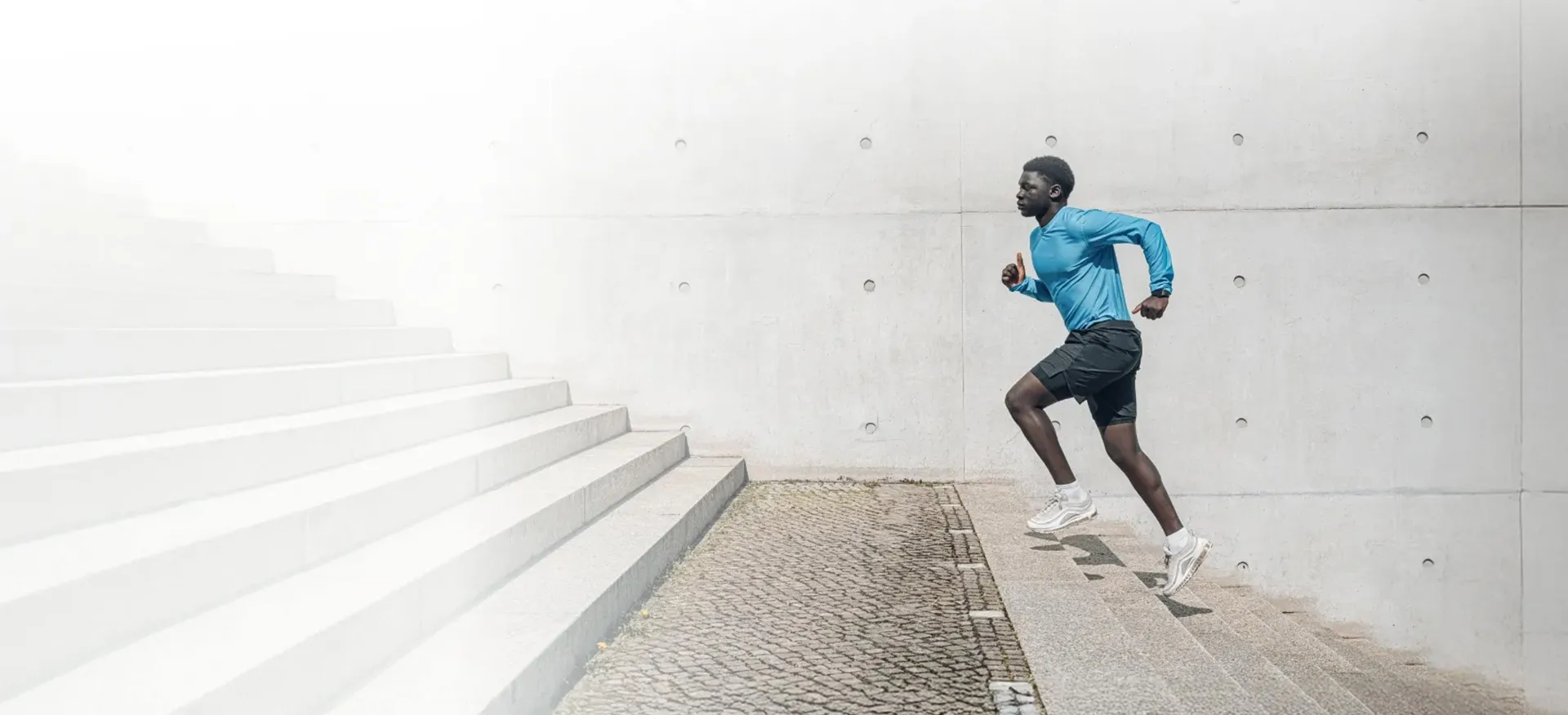 young athlete stair running