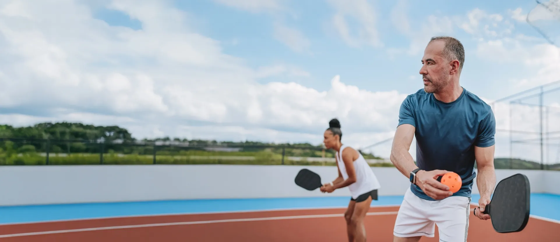 man playing pickleball